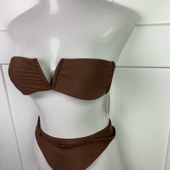 NWT Andie Swim Bikini Set SMALL Brown Riviera High Waist Belted Bottom Scala Top - Picture 4 of 9